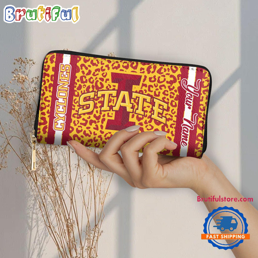 NCAA Iowa State Cyclones Leopard Women’s Zip Around Wallet, Sporty Women’s Wallet