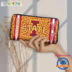NCAA Iowa State Cyclones Leopard Women’s Zip Around Wallet, Sporty Women’s Wallet