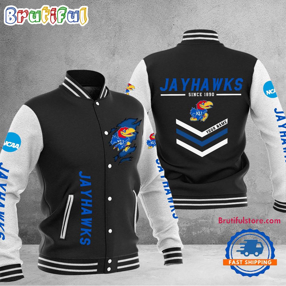 NCAA Kansas Jayhawks Personalized Sporty Varsity Baseball Jacket
