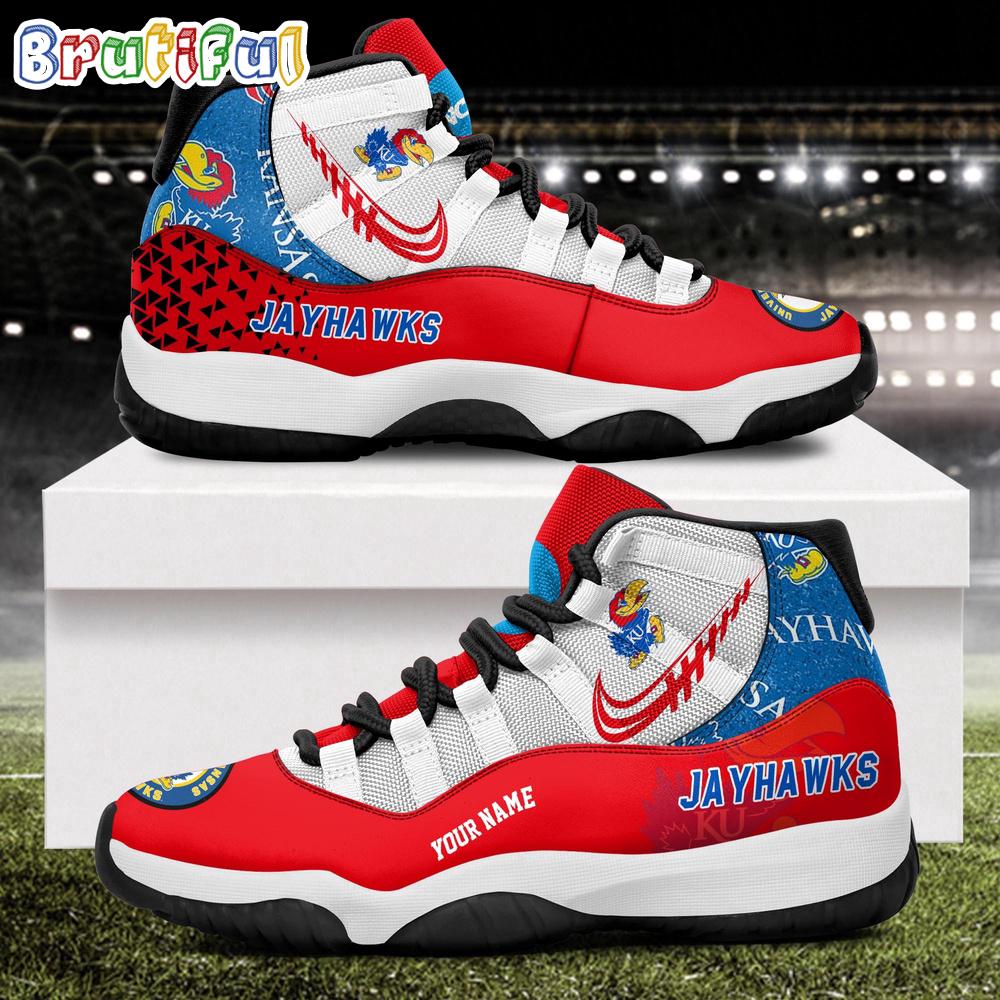 NCAA Kansas Jayhawks Sport Logo Team Personalized Air Jordan 11 Shoes
