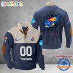 NCAA Kansas Jayhawks Sport Team Custom Name And Number Buttoned Collar Sweatshirt