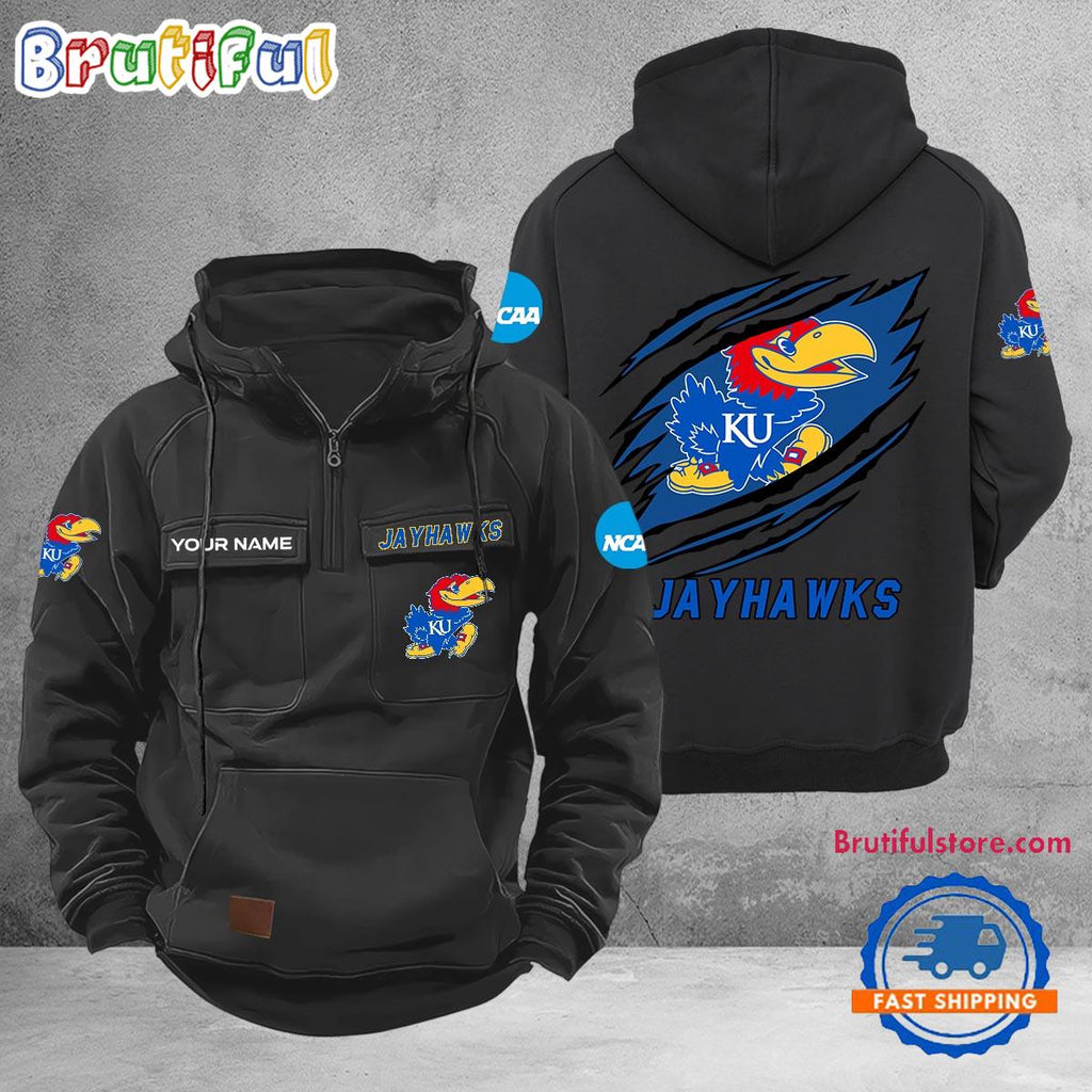 NCAA Kansas Jayhawks Sport Team Design Logo Name Cargo Hoodie