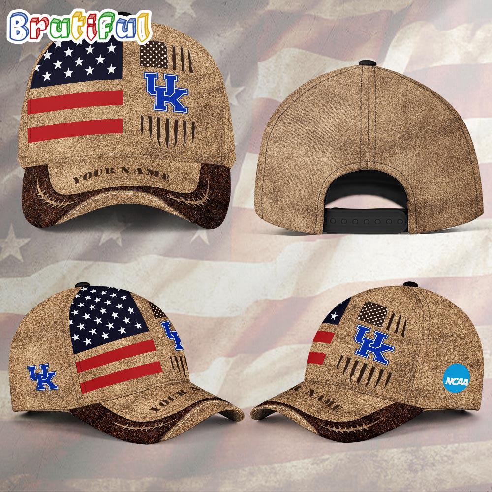 NCAA Kentucky Wildcats Sport Team Pesonalized American Flag Baseball Cap