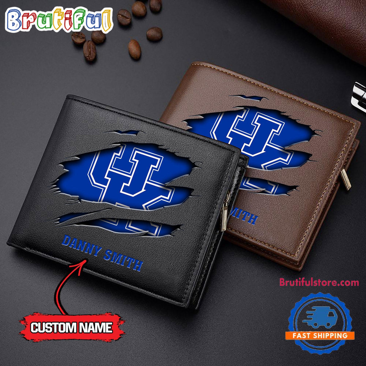 NCAA Kentucky Wildcats Sporty Custom Men’s Leather Wallet