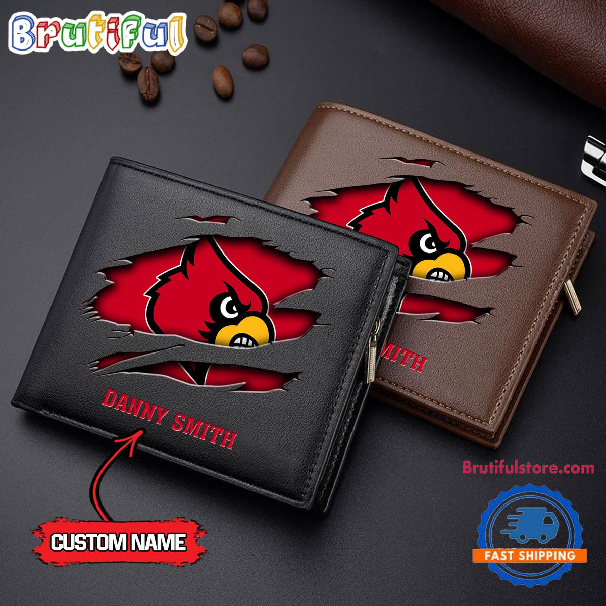 NCAA Louisville Cardinals Sporty Custom Men’s Leather Wallet