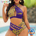 NCAA LSU Tigers Leopard Pattern Summer Beach Women’s Bikini Set