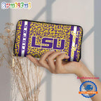 NCAA LSU Tigers Leopard Women’s Zip Around Wallet, Sporty Women’s Wallet