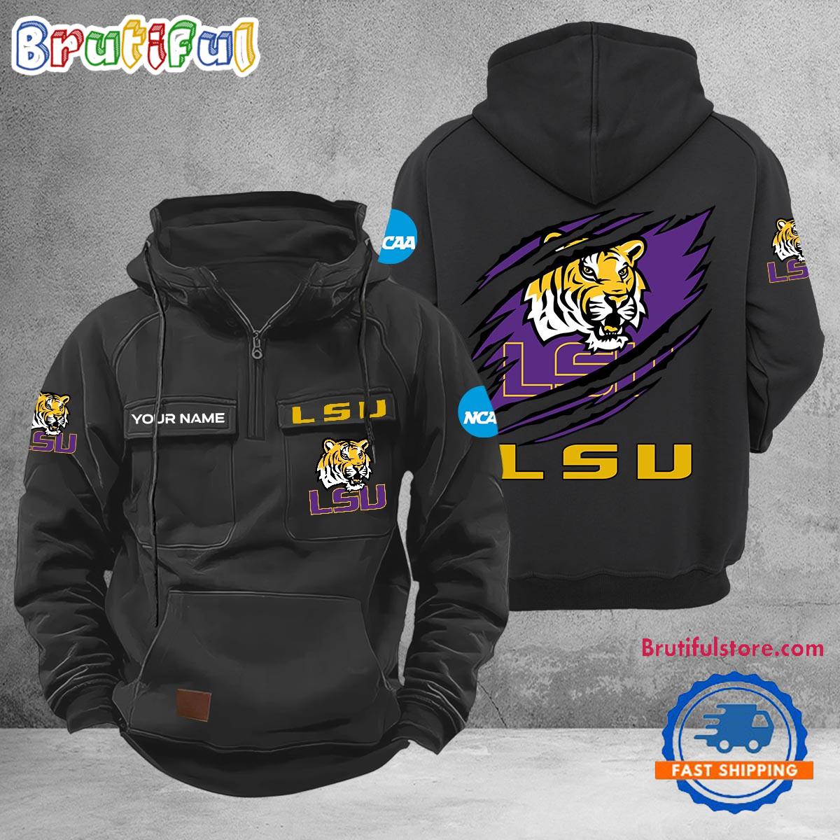 NCAA LSU Tigers Sport Team Design Logo Name Cargo Hoodie