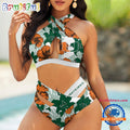 NCAA Miami Hurricanes Hawaiian Pattern Summer Beach Women’s Bikini Set