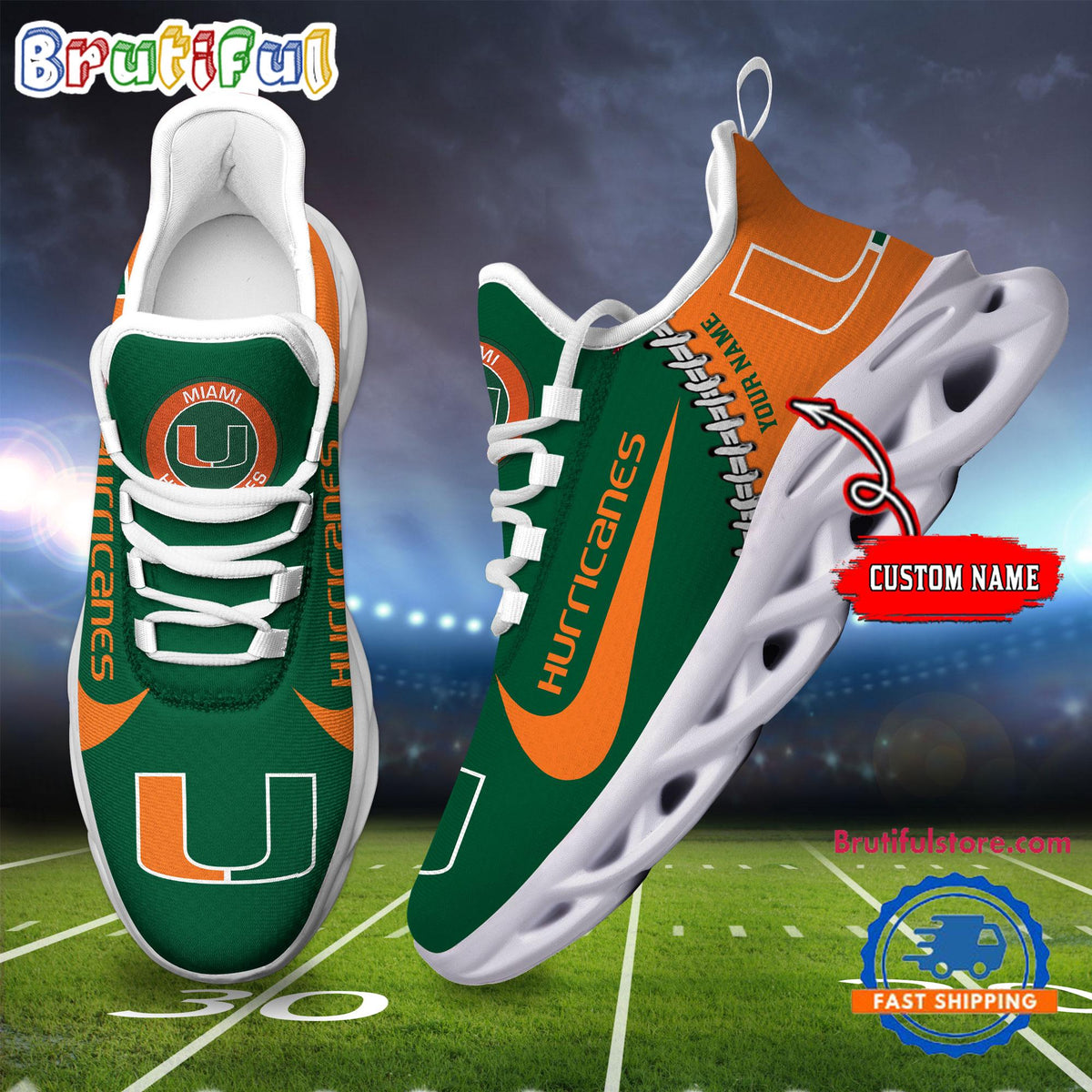 NCAA Miami Hurricanes New Season Design Max Soul Shoes Sport Sneaker
