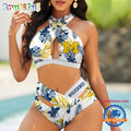 NCAA Michigan Wolverines Hawaiian Pattern Deisgn Women’s Bikini Set, Women’s Sporty Summer Bikini Set