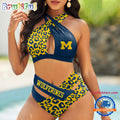 NCAA Michigan Wolverines Leopard Pattern Summer Beach Women’s Bikini Set