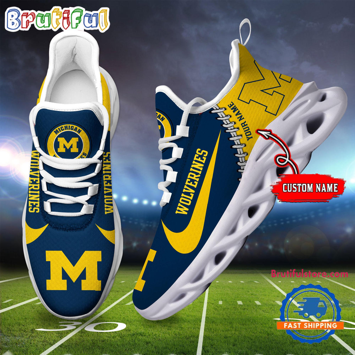 NCAA Michigan Wolverines New Season Design Max Soul Shoes Sport Sneaker