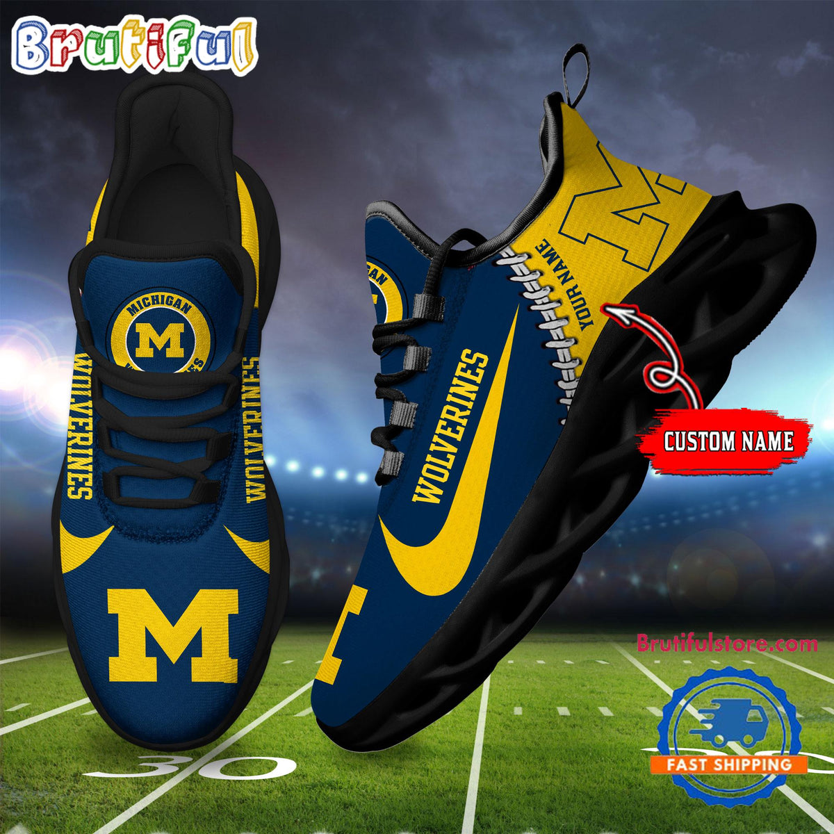 NCAA Michigan Wolverines New Season Design Max Soul Shoes Sport Sneaker