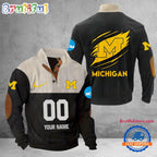 NCAA Michigan Wolverines Sport Team Custom Name And Number Buttoned Collar Sweatshirt
