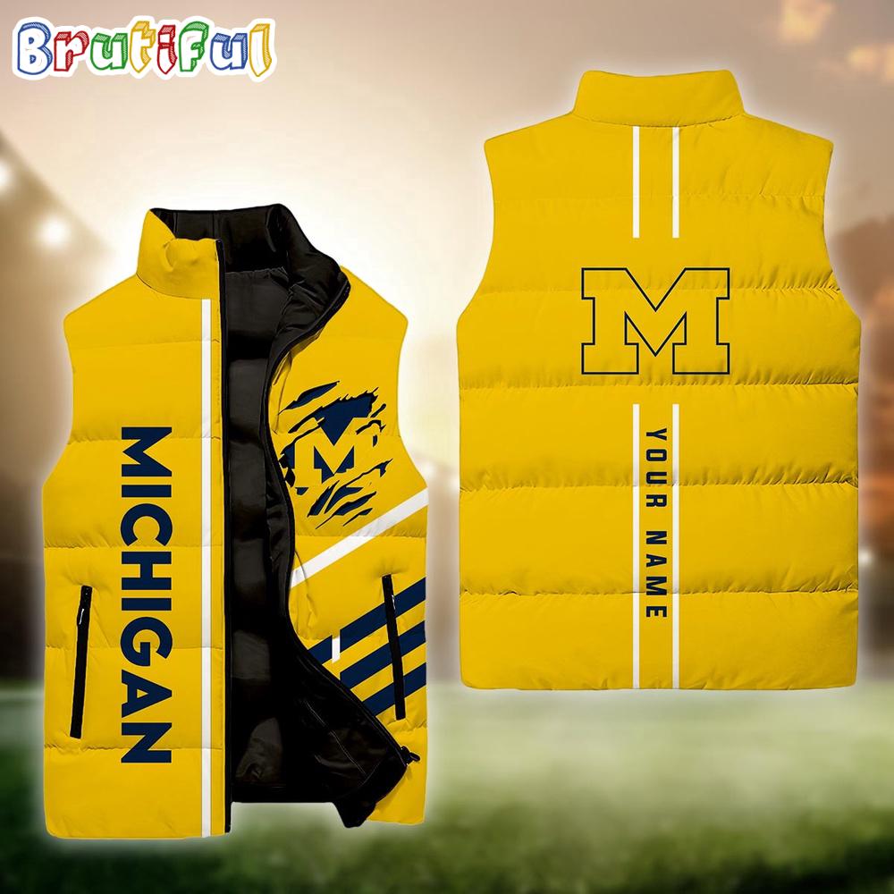 NCAA Michigan Wolverines Sport Team Personalized Sleeveless Down Puffer Jacket