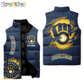 NCAA Milwaukee Brewers Sport Team Personalized Sleeveless Puffer Jacket