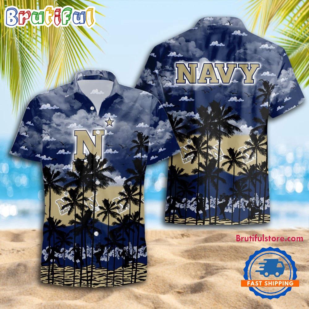 NCAA Navy Midshipmen Palm Tree Hawaiian Shirt