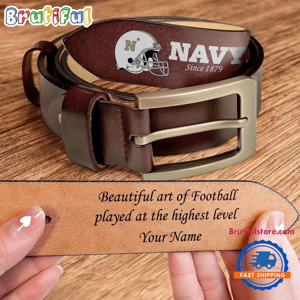 NCAA Navy Midshipmen Sport Logo Helmets Men’s Leather Belt