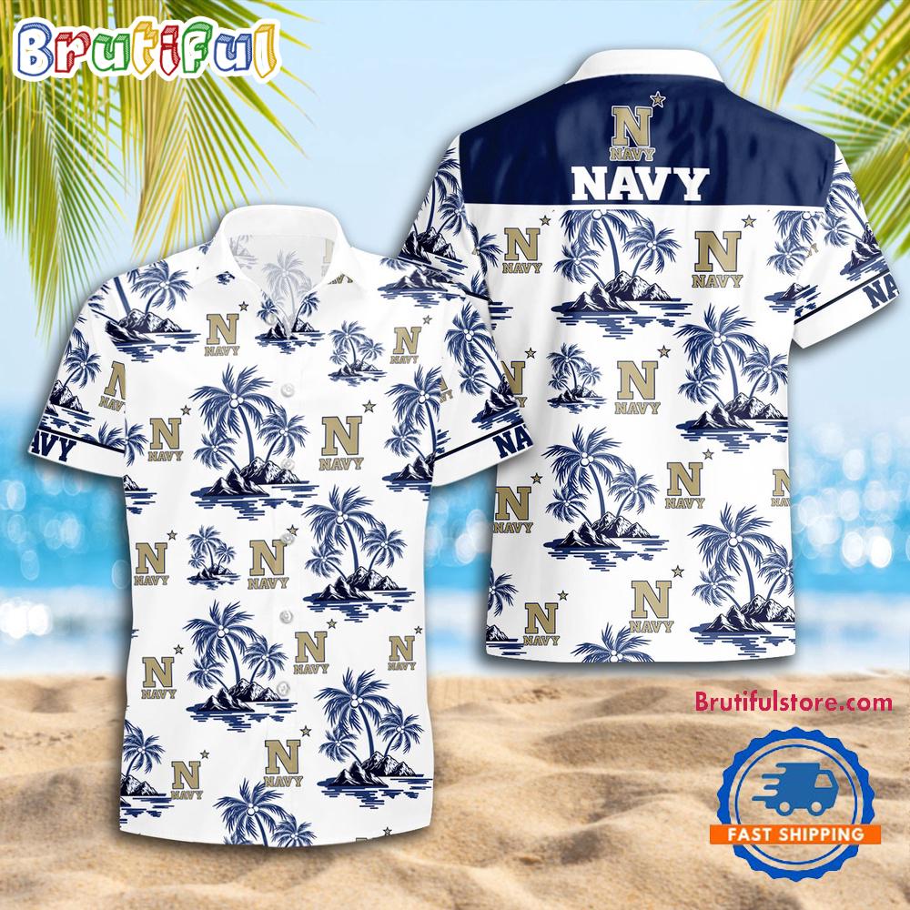 NCAA Navy Midshipmen Sporty Aloha Summer Hawaiian Shirt