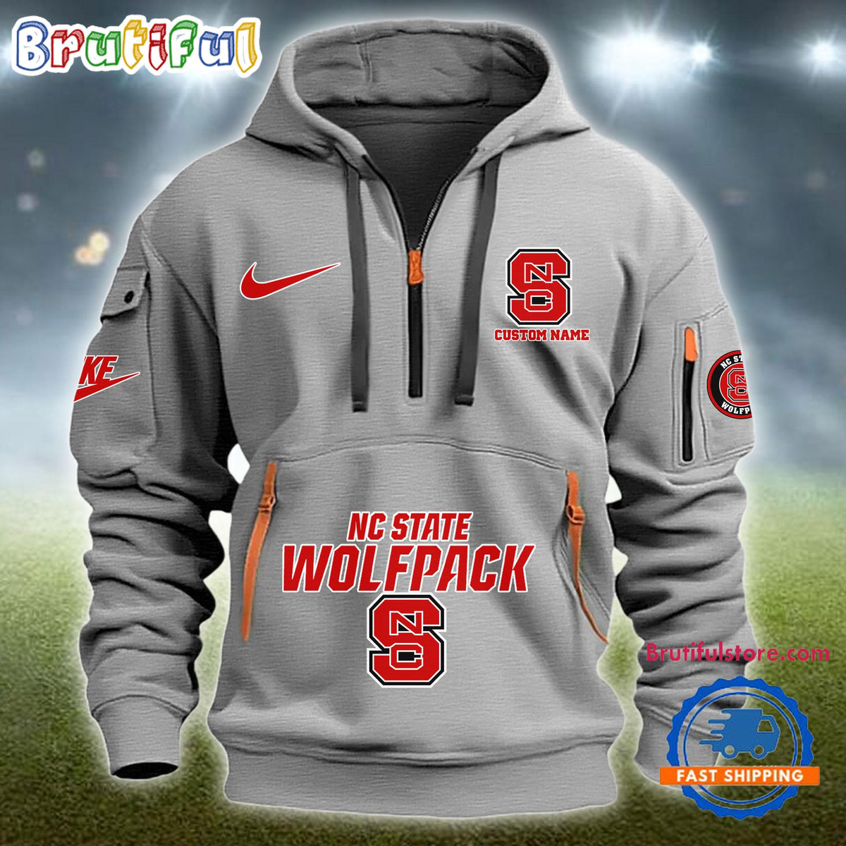 NCAA NC State Wolfpack Heavy Hoodie, Sporty Quarter Zip Hoodie