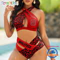 NCAA NC State Wolfpack Leopard Pattern Summer Beach Women’s Bikini Set