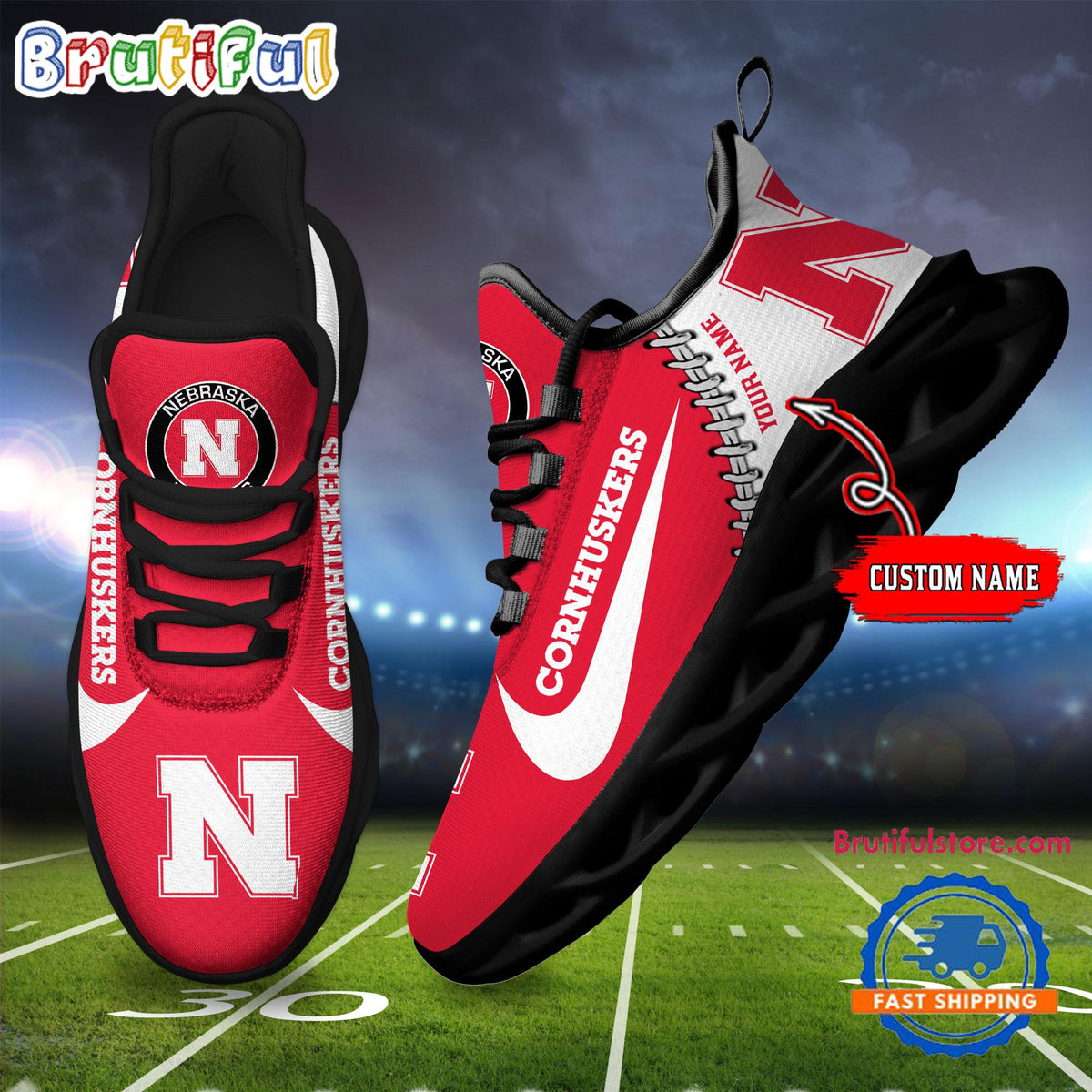 NCAA Nebraska Cornhuskers New Season Design Max Soul Shoes Sport Sneaker