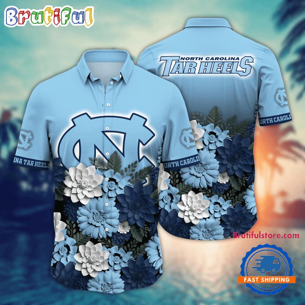 NCAA North Carolina Tar Heels Flower Tropical Summer Beach Hawaiian Shirt