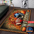 NCAA North Carolina Tar Heels Pumpkin Flower Football Halloween Rectangle Rug