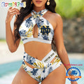 NCAA Notre Dame Fighting Irish Hawaiian Pattern Deisgn Women’s Bikini Set, Women’s Sporty Summer Bikini Set