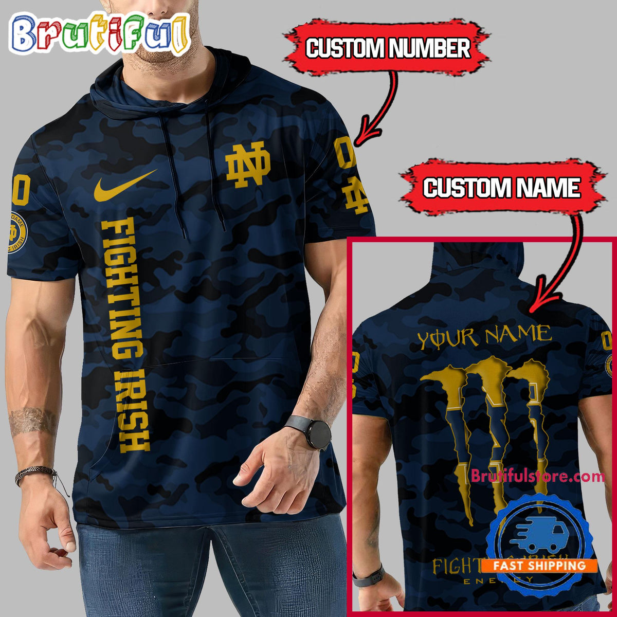 NCAA Notre Dame Fighting Irish Special Camo Sleeveless Hoodie Design