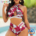 NCAA Ohio State Buckeyes Hawaiian Pattern Summer Beach Women’s Bikini Set
