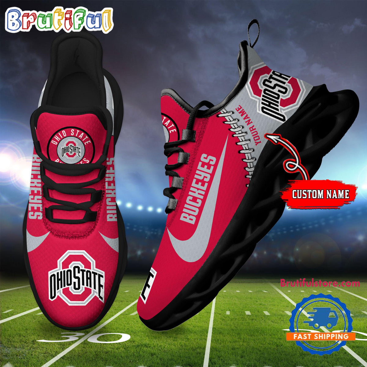 NCAA Ohio State Buckeyes New Season Design Max Soul Shoes Sport Sneaker