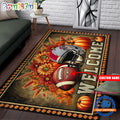 NCAA Ohio State Buckeyes Pumpkin Flower Football Halloween Rectangle Rug