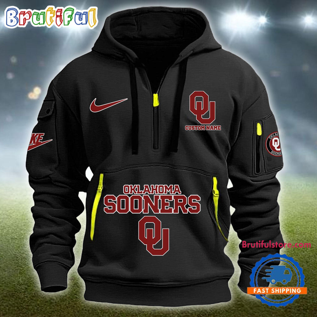 NCAA Oklahoma Sooners Heavy Hoodie, Sporty Quarter Zip Hoodie