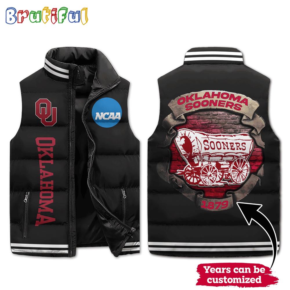 NCAA Oklahoma Sooners Mascot Sporty Design Sleeveless Puffer Jacket