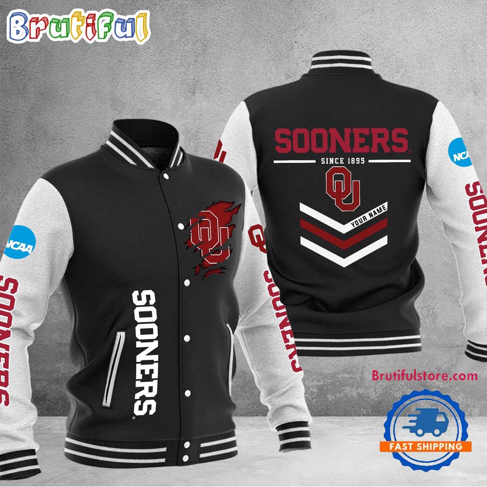 NCAA Oklahoma Sooners Personalized Sporty Varsity Baseball Jacket