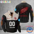 NCAA Oklahoma Sooners Sport Team Custom Name And Number Buttoned Collar Sweatshirt