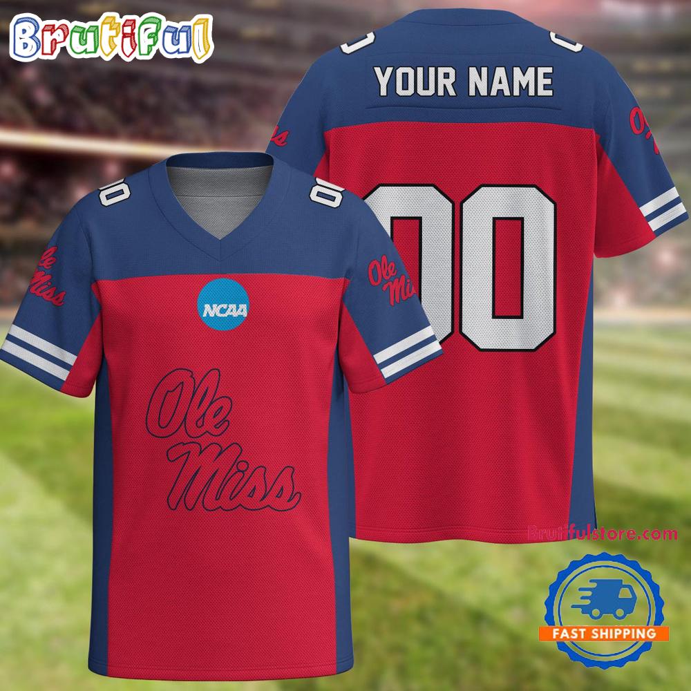 NCAA Ole Miss Rebels Sport Team New Season Personalized Football Jersey