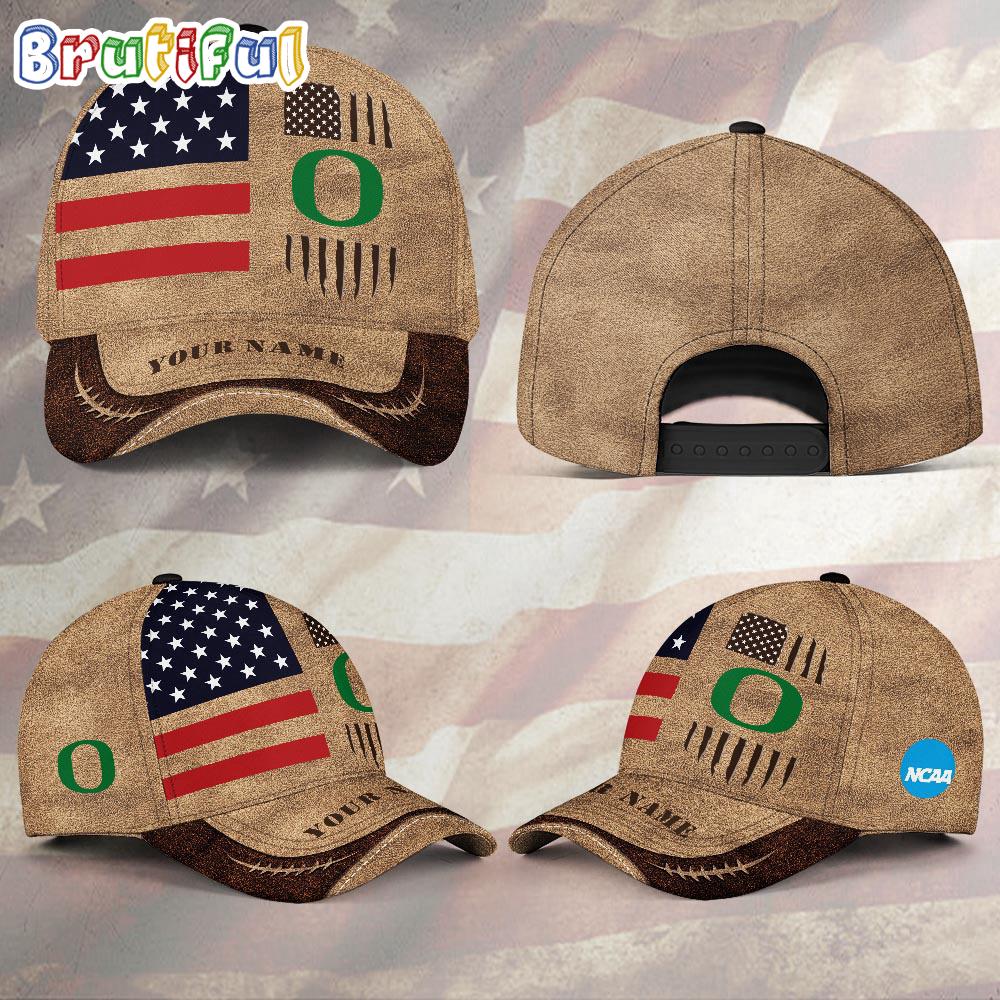 NCAA Oregon Ducks Sport Team Pesonalized American Flag Baseball Cap
