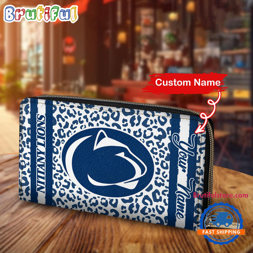 NCAA Penn State Nittany Lions Leopard Women’s Zip Around Wallet, Sporty Women’s Wallet