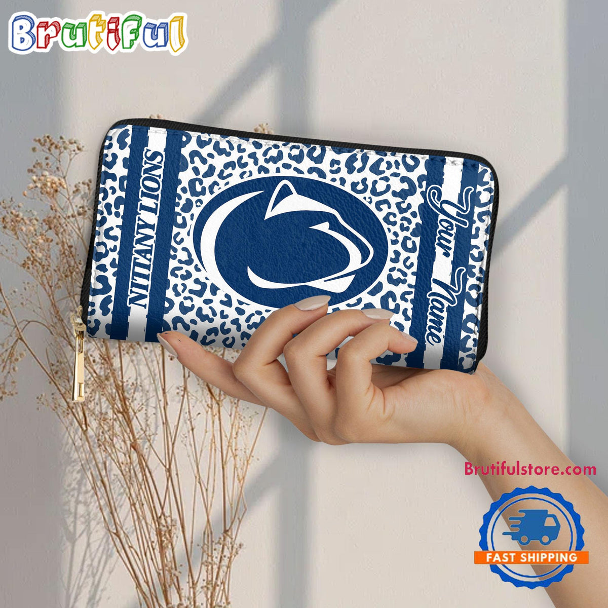 NCAA Penn State Nittany Lions Leopard Women’s Zip Around Wallet, Sporty Women’s Wallet