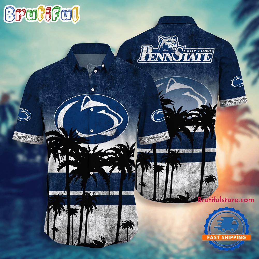NCAA Penn State Nittany Lions Palm Tree Tropical Summer Beach Hawaiian Shirt