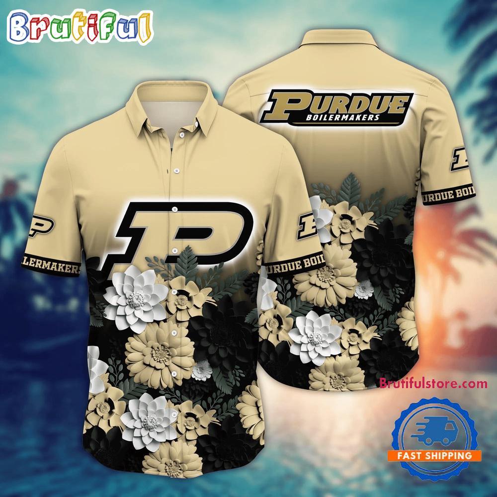 NCAA Purdue Boilermakers Flower Tropical Summer Beach Hawaiian Shirt