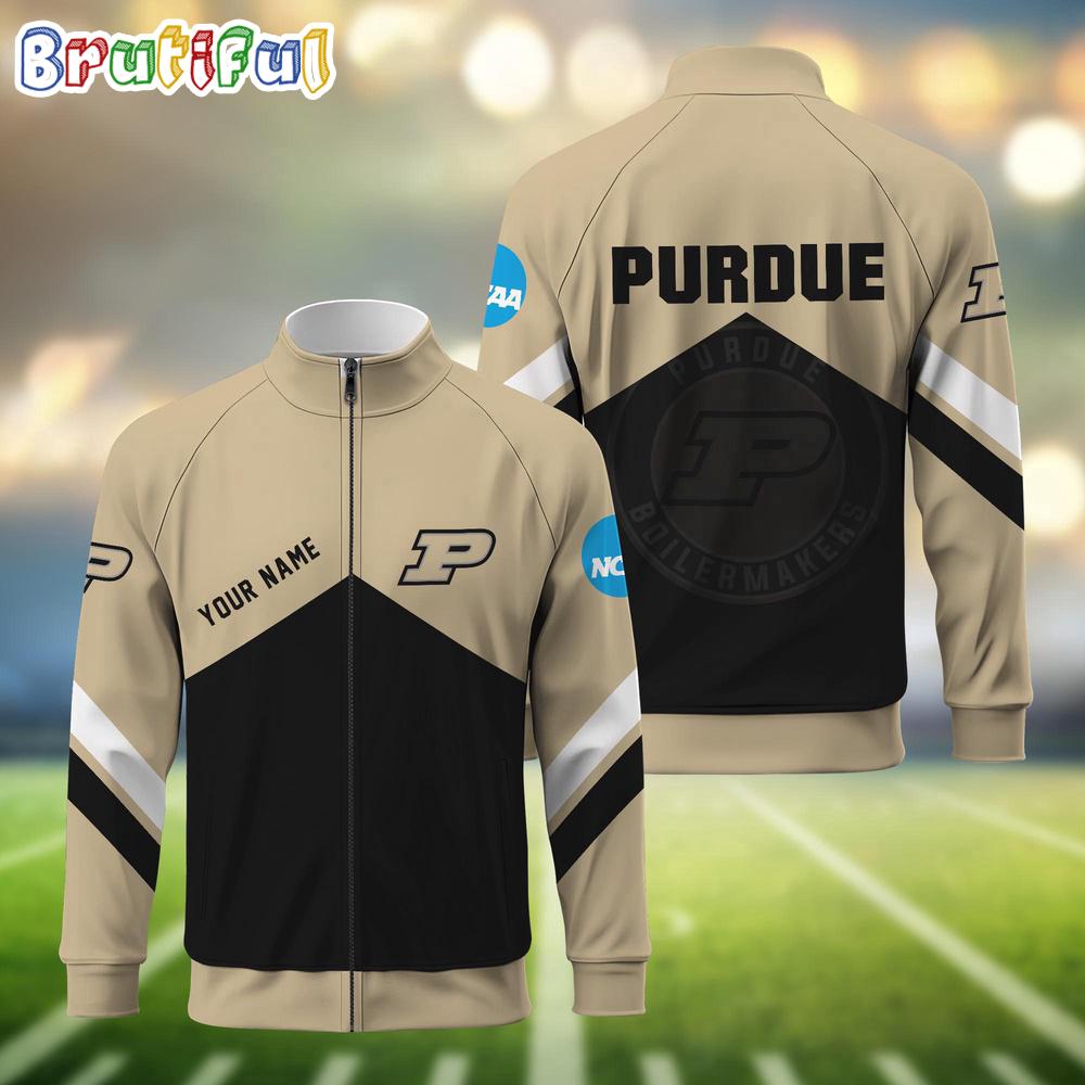 NCAA Purdue Boilermakers Sport Logo Team Personalized Standing Neck Zipper Jacket