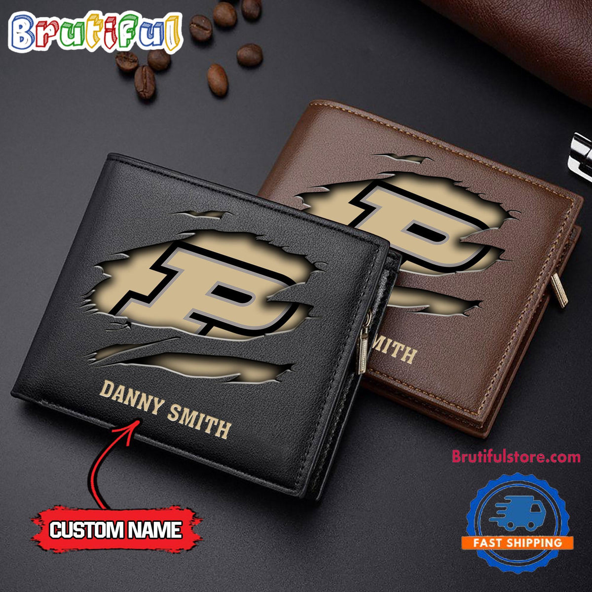 NCAA Purdue Boilermakers Sporty Custom Men’s Leather Wallet