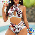 NCAA South Carolina Gamecocks Hawaiian Pattern Deisgn Women’s Bikini Set, Women’s Sporty Summer Bikini Set