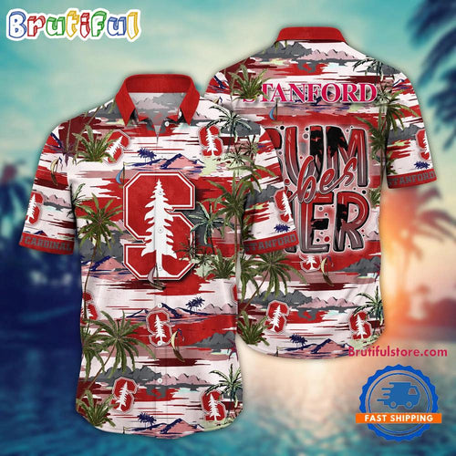 NCAA Stanford Cardinal Flower Design Summer Beach Aloha Hawaiian Shirt