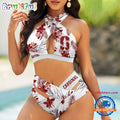 NCAA Stanford Cardinal Hawaiian Pattern Deisgn Women’s Bikini Set, Women’s Sporty Summer Bikini Set