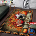 NCAA Stanford Cardinal Pumpkin Flower Football Halloween Rectangle Rug